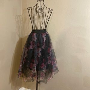 Floral Tule Midi Skirt